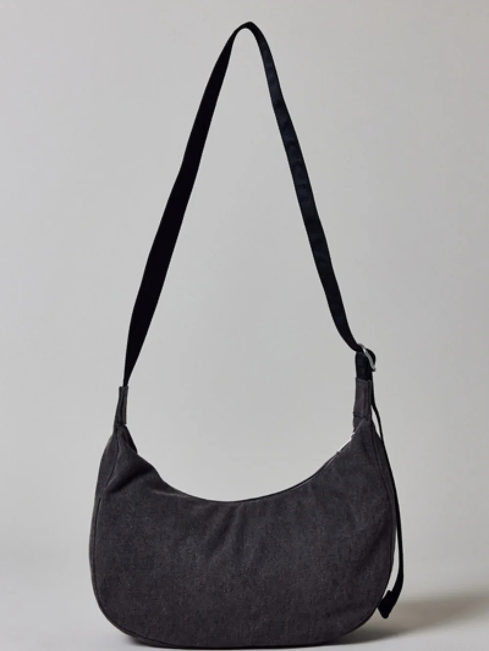 BAGGU Charcoal Canvas Crossbody with Branded Black Strap